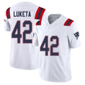 New England #42 Luketa Player Football V Neck Short Sleeve White Jersey Jesse For Men Youth Women Gift