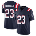 New England #23 Saunders Jr. Player Football V Neck Short Sleeve Navy Jersey John For Men Youth Women Gift