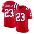 New England #23 Saunders Jr. Player Football V Neck Short Sleeve Red Jersey John For Men Youth Women Gift