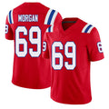 New England #69 Morgan Player Football V Neck Short Sleeve Red Jersey JonDarius For Men Youth Women Gift
