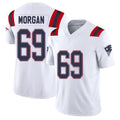 New England #69 Morgan Player Football V Neck Short Sleeve White Jersey JonDarius For Men Youth Women Gift