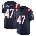 New England #47 Ashby Player Football V Neck Short Sleeve Navy Jersey Julian For Men Youth Women Gift