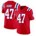 New England #47 Ashby Player Football V Neck Short Sleeve Red Jersey Julian For Men Youth Women Gift