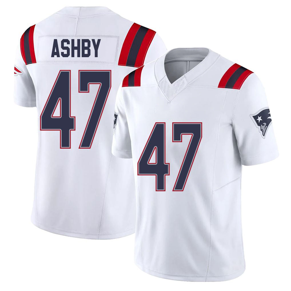 New England #47 Ashby Player Football V Neck Short Sleeve White Jersey Julian For Men Youth Women Gift
