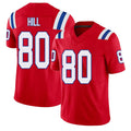 New England #80 Hill Player Football V Neck Short Sleeve Red Jersey Julian For Men Youth Women Gift
