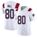 New England #80 Hill Player Football V Neck Short Sleeve White Jersey Julian For Men Youth Women Gift