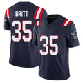 New England #35 Britt Player Football V Neck Short Sleeve Navy Jersey K.J. For Men Youth Women Gift