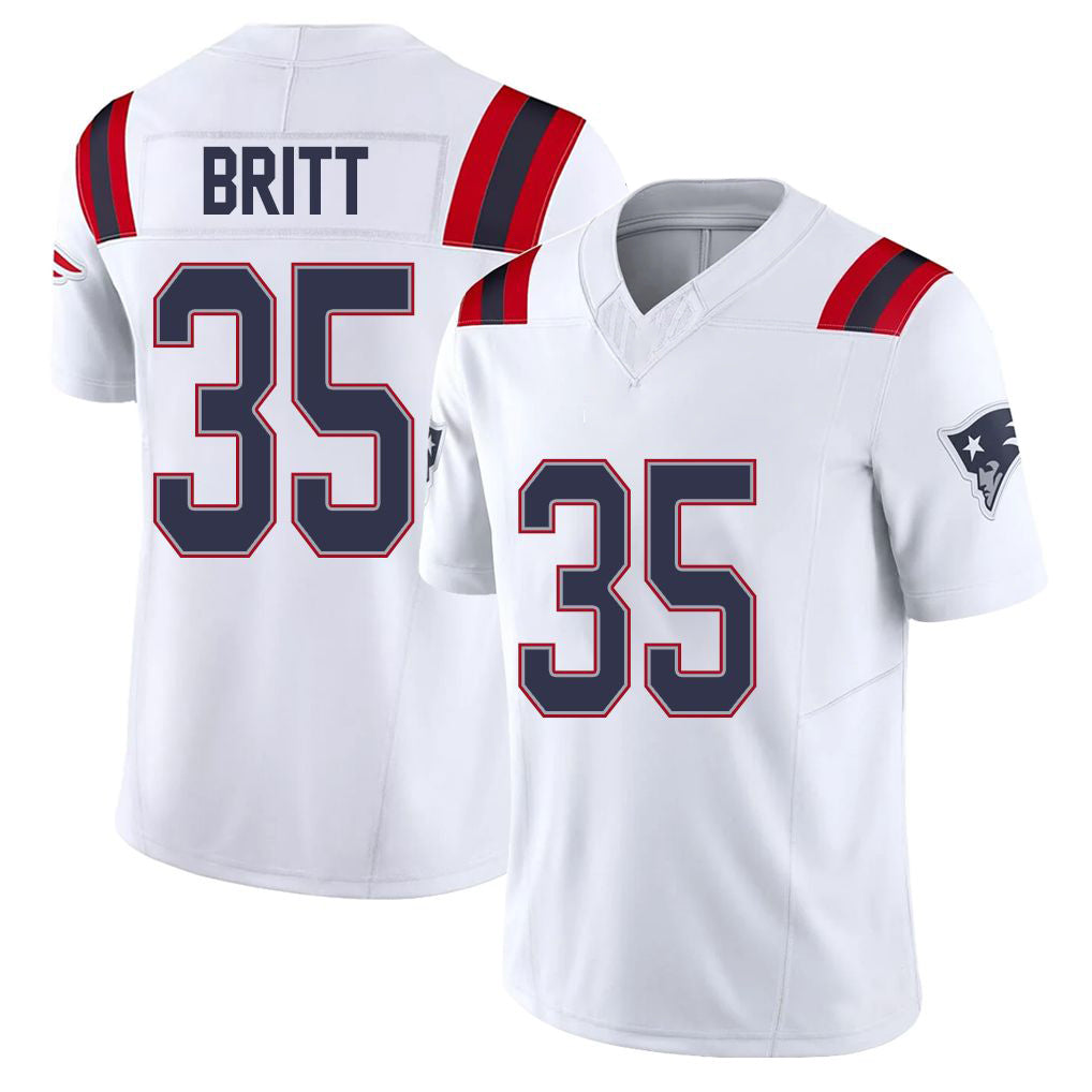 New England #35 Britt Player Football V Neck Short Sleeve White Jersey K.J. For Men Youth Women Gift