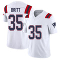 New England #35 Britt Player Football V Neck Short Sleeve White Jersey K.J. For Men Youth Women Gift