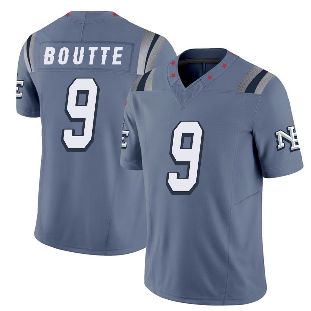 New England #9 Boutte Player Football V Neck Short Sleeve Blue Jersey Kayshon For Men Youth Women Gift