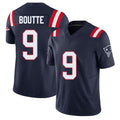 New England #9 Boutte Player Football V Neck Short Sleeve Navy Jersey Kayshon For Men Youth Women Gift