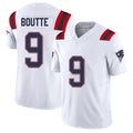 New England #9 Boutte Player Football V Neck Short Sleeve White Jersey Kayshon For Men Youth Women Gift