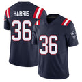 New England #36 Harris Player Football V Neck Short Sleeve Navy Jersey Kenneth For Men Youth Women Gift