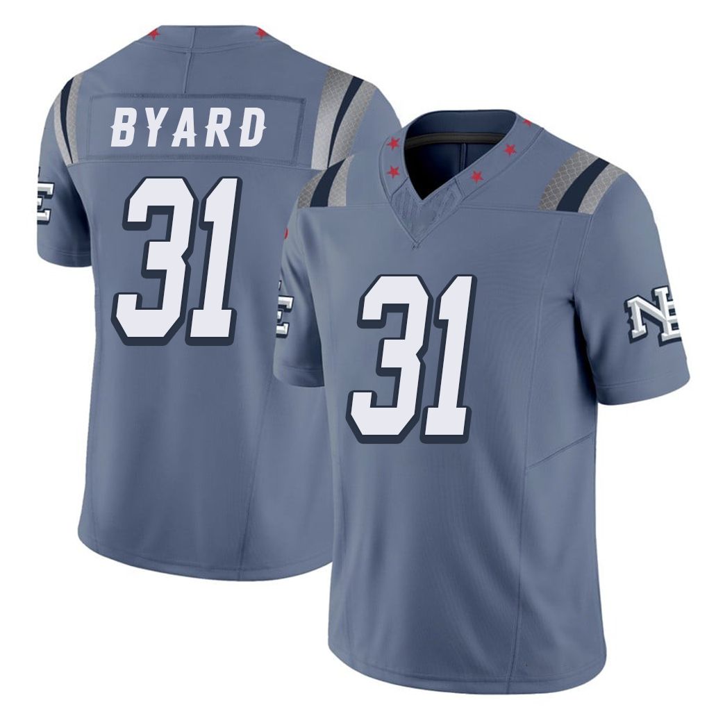 New England #31 Byard Player Football V Neck Short Sleeve Blue Jersey Kevin For Men Youth Women Gift