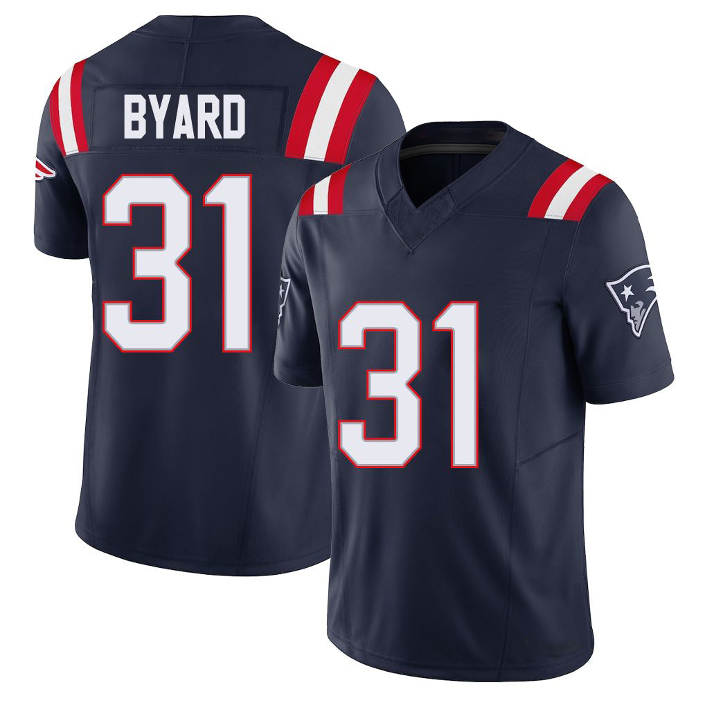 New England #31 Byard Player Football V Neck Short Sleeve Navy Jersey Kevin For Men Youth Women Gift