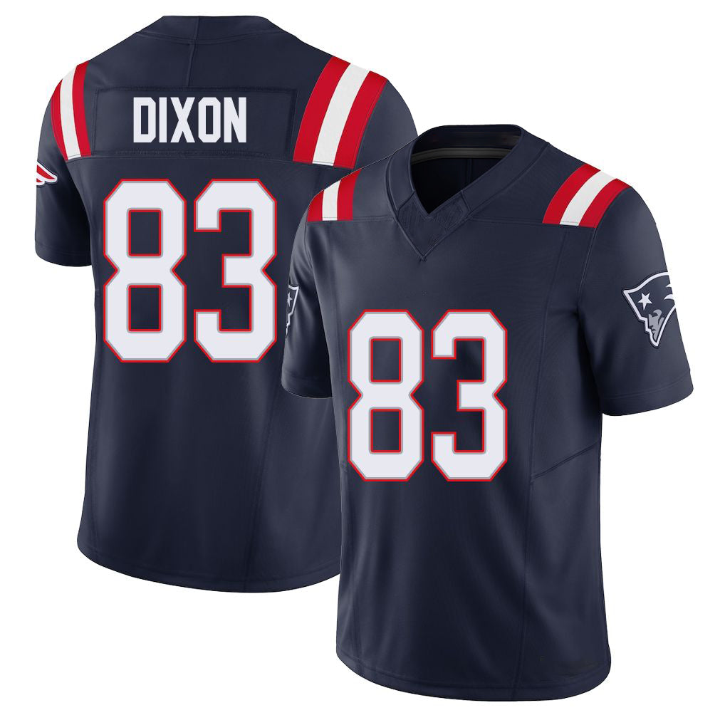 New England #83 Dixon Player Football V Neck Short Sleeve Navy Jersey Kyle For Men Youth Women Gift