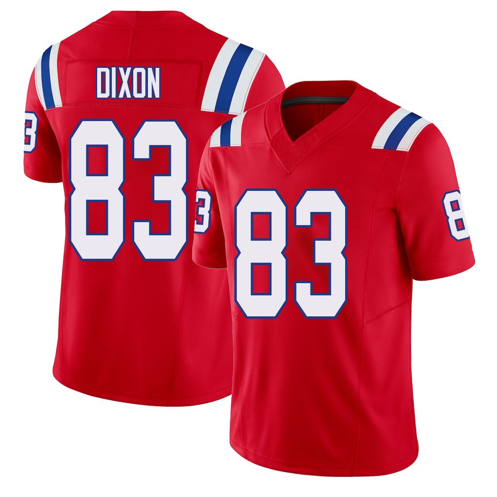 New England #83 Dixon Player Football V Neck Short Sleeve Red Jersey Kyle For Men Youth Women Gift