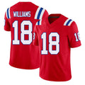 New England #18 Williams Player Football V Neck Short Sleeve Red Jersey Kyle For Men Youth Women Gift