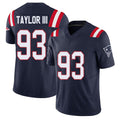 New England #93 Taylor III Player Football V Neck Short Sleeve Navy Jersey Leonard For Men Youth Women Gift