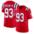 New England #93 Taylor III Player Football V Neck Short Sleeve Red Jersey Leonard For Men Youth Women Gift