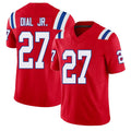 New England #27 Dial Jr. Player Football V Neck Short Sleeve Red Jersey Marcellas For Men Youth Women Gift