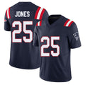 New England #25 Jones Player Football V Neck Short Sleeve Navy Jersey Marcus For Men Youth Women Gift