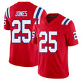 New England #25 Jones Player Football V Neck Short Sleeve Red Jersey Marcus For Men Youth Women Gift