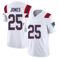 New England #25 Jones Player Football V Neck Short Sleeve White Jersey Marcus For Men Youth Women Gift