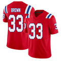 New England #33 Brown Player Football V Neck Short Sleeve Red Jersey Mike For Men Youth Women Gift