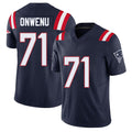 New England #71 Onwenu Player Football V Neck Short Sleeve Navy Jersey Mike For Men Youth Women Gift