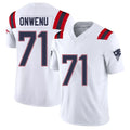 New England #71 Onwenu Player Football V Neck Short Sleeve White Jersey Mike For Men Youth Women Gift