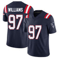 New England #97 Williams Player Football V Neck Short Sleeve Navy Jersey Milton For Men Youth Women Gift