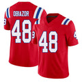 New England #48 Obiazor Player Football V Neck Short Sleeve Red Jersey Namdi For Men Youth Women Gift