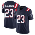New England #23 DeGennaro Player Football V Neck Short Sleeve Navy Jersey Nick For Men Youth Women Gift