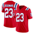 New England #23 DeGennaro Player Football V Neck Short Sleeve Red Jersey Nick For Men Youth Women Gift