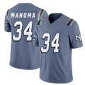 New England #34 Manuma Player Football V Neck Short Sleeve Blue Jersey Peter For Men Youth Women Gift