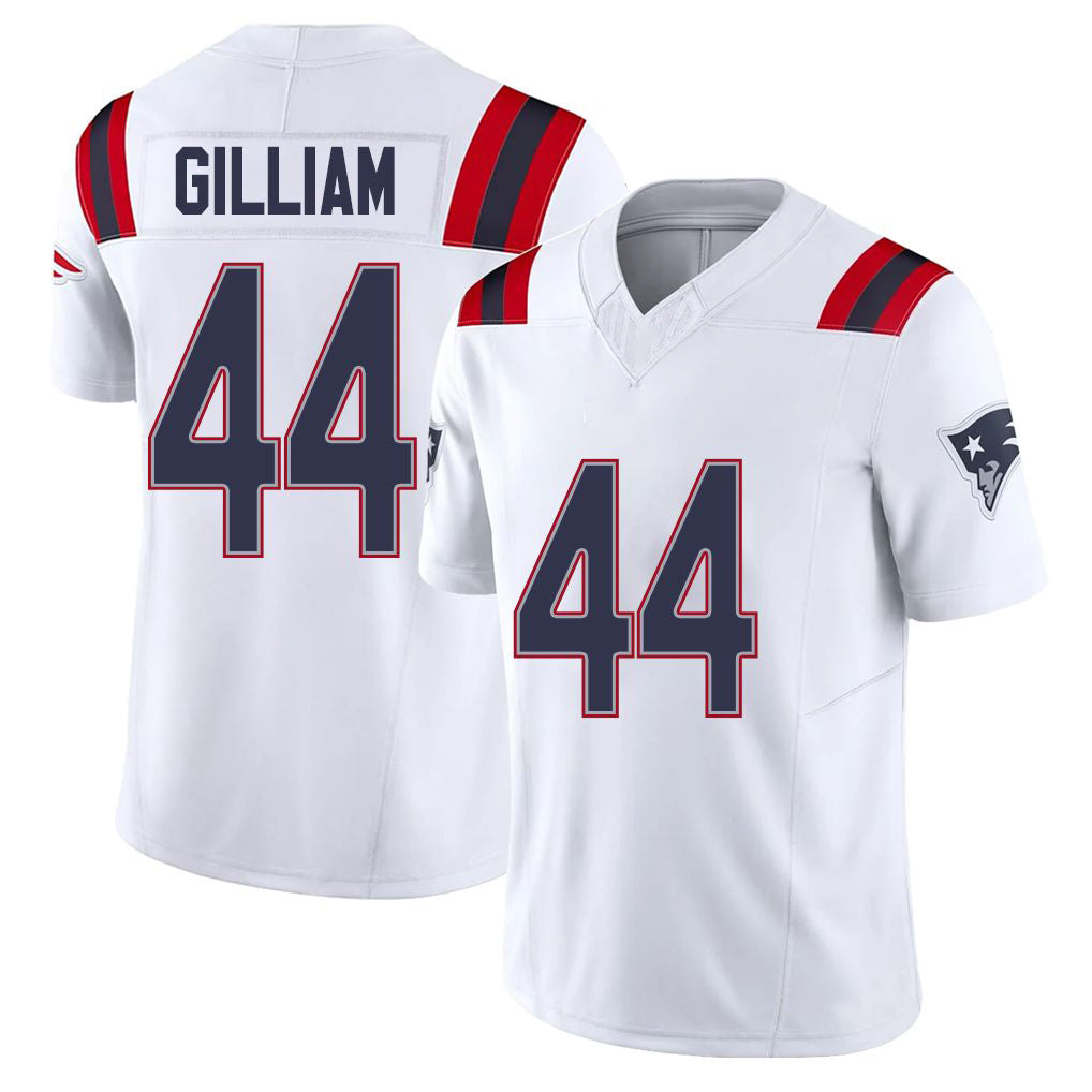 New England #44 Gilliam Player Football V Neck Short Sleeve White Jersey Reggie For Men Youth Women Gift