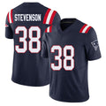 New England #38 Stevenson Player Football V Neck Short Sleeve Navy Jersey Rhamondre For Men Youth Women Gift