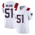 New England #51 Wilson Player Football V Neck Short Sleeve White Jersey Riley For Men Youth Women Gift