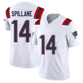 New England #14 Spillane Player Football V Neck Short Sleeve White Jersey Robert For Men Youth Women Gift