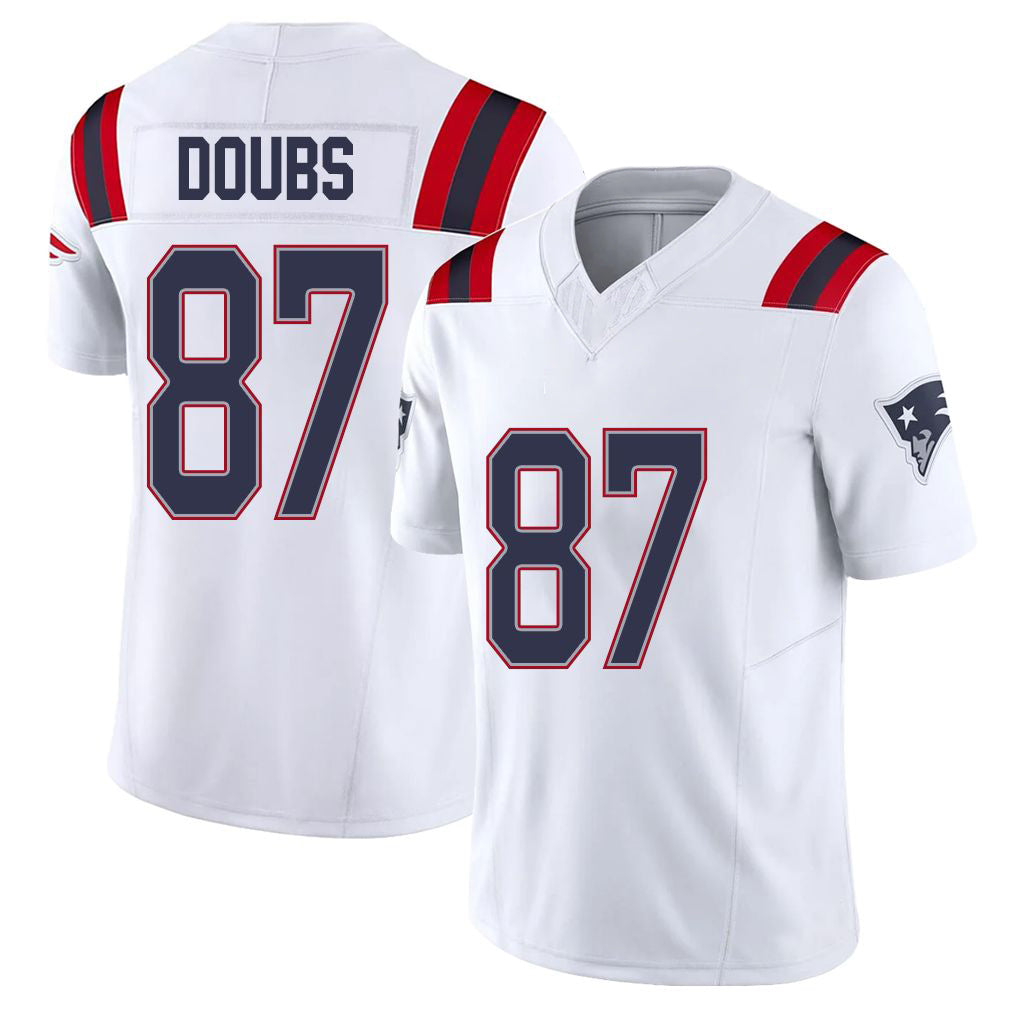New England #87 Doubs Player Football V Neck Short Sleeve White Jersey Romeo For Men Youth Women Gift