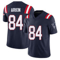 New England #84 Arkin Player Football V Neck Short Sleeve Navy Jersey Tanner For Men Youth Women Gift