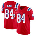 New England #84 Arkin Player Football V Neck Short Sleeve Red Jersey Tanner For Men Youth Women Gift