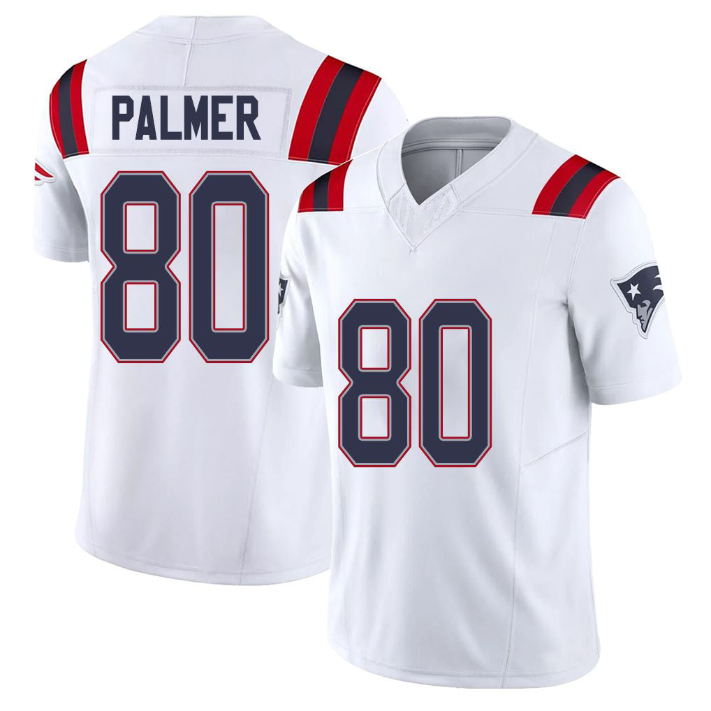 New England #80 Palmer Player Football V Neck Short Sleeve White Jersey Tejhaun For Men Youth Women Gift