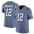 New England #12 Brady Player Football V Neck Short Sleeve Blue Jersey Tom For Men Youth Women Gift