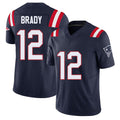 New England #12 Brady Player Football V Neck Short Sleeve Navy Jersey Tom For Men Youth Women Gift