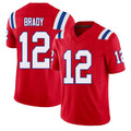 New England #12 Brady Player Football V Neck Short Sleeve Red Jersey Tom For Men Youth Women Gift