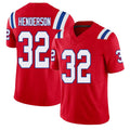 New England #32 Henderson Player Football V Neck Short Sleeve Red Jersey TreVeyon For Men Youth Women Gift