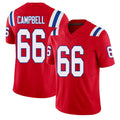 New England #66 Campbell Player Football V Neck Short Sleeve Red Jersey Will For Men Youth Women Gift