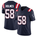 New England #58 Holmes Player Football V Neck Short Sleeve Navy Jersey Xavier For Men Youth Women Gift